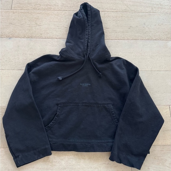 ACNE STUDIOS Black Joghy Cropped Hooded Sweatshirt XS - Picture 5 of 10
